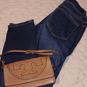 Tory Burch jeans and crossbody bag